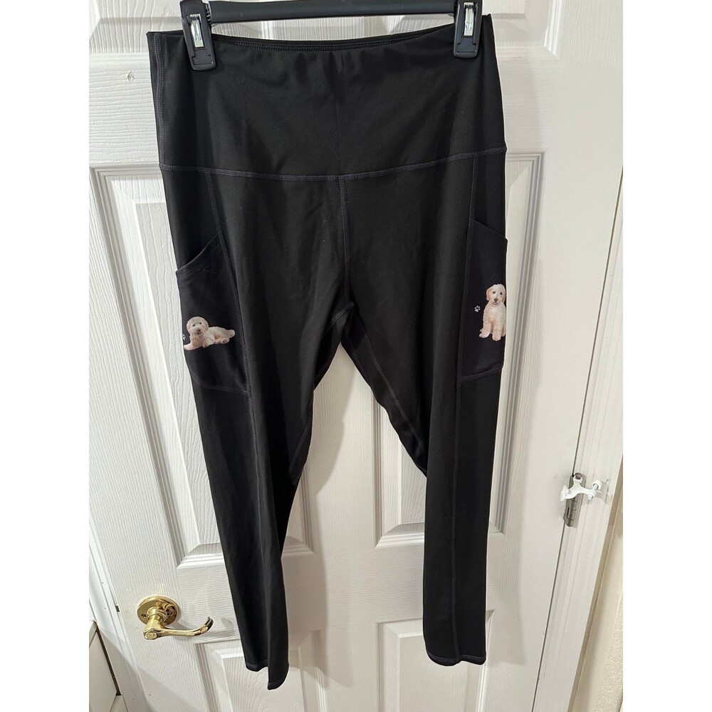 E&S Pets Urban Athletics High Ride Leggings - Golden Doodle Printed on Pockets L